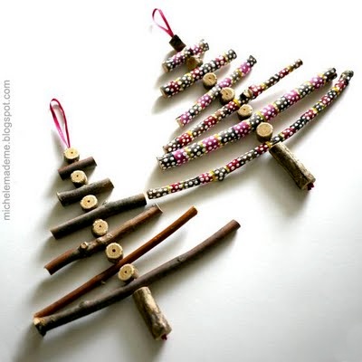 DIY Stick Christmas Tree Ornament