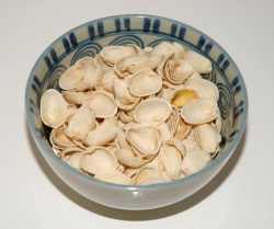 Pistachio nuts in a bowl