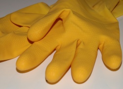 Yellow rubber gloves