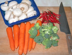 Vegetables on a chopping board