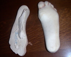 How can I reuse or recycle plaster casts of feet?