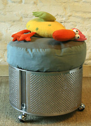 Washing machine drum turned into an ottoman