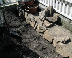 How can I “pave” our garden using recycled things?