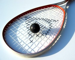 squash ball and racket