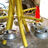 Church bells made from old car wheels