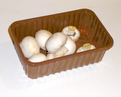 How can I reuse or recycle plastic mushroom tubs?