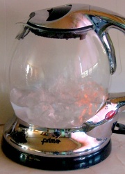 boiling water in a kettle